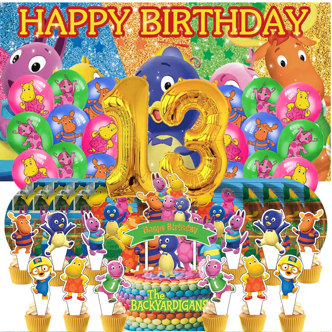The Backyardigans Balloons Party Supplies 1st Decor Tableware Birthday Cake Topper Decorations Banner Backdrop