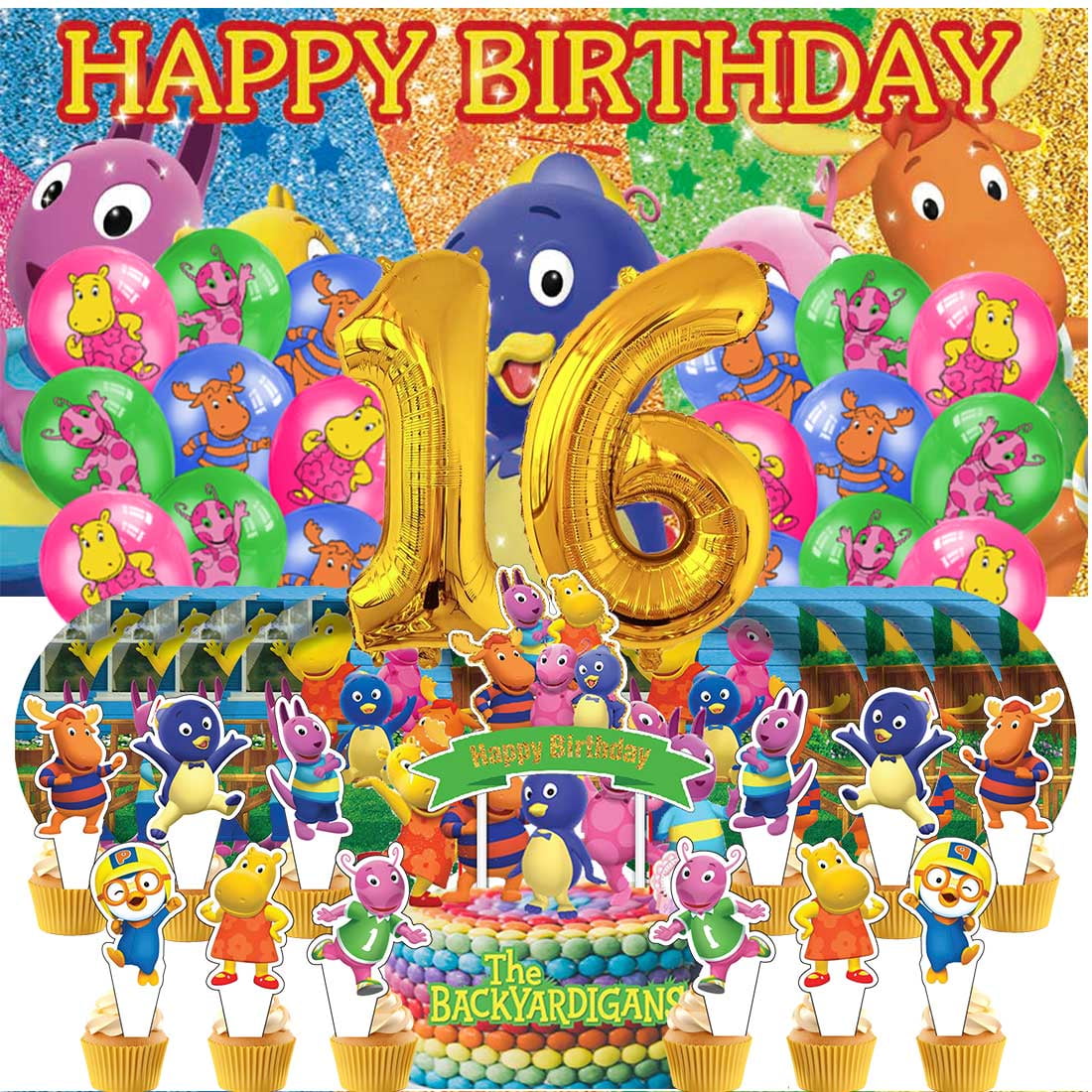 The Backyardigans Balloons Party Supplies 1st Decor Tableware Birthday Cake Topper Decorations Banner Backdrop