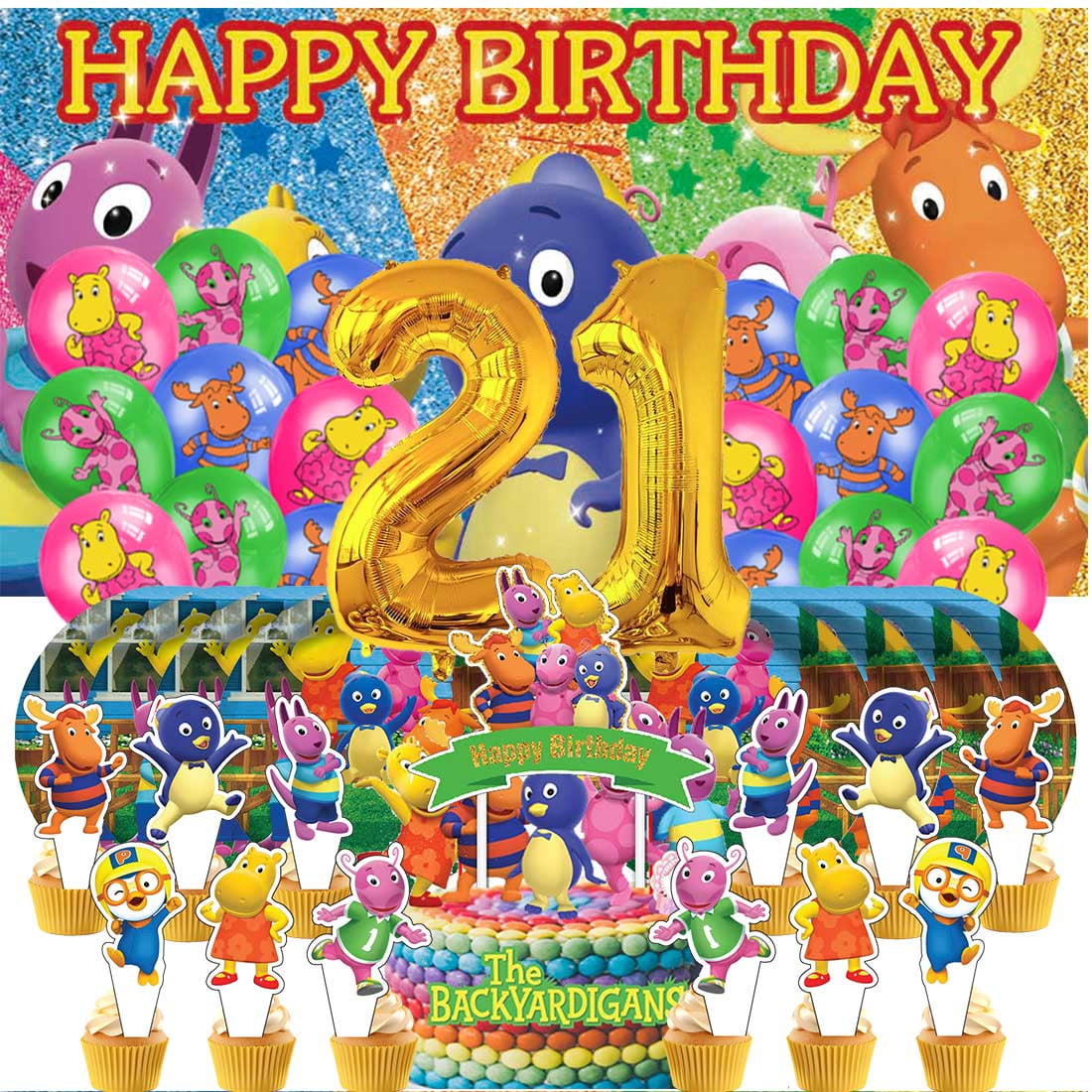 The Backyardigans Balloons Party Supplies 1st Decor Tableware Birthday Cake Topper Decorations Banner Backdrop