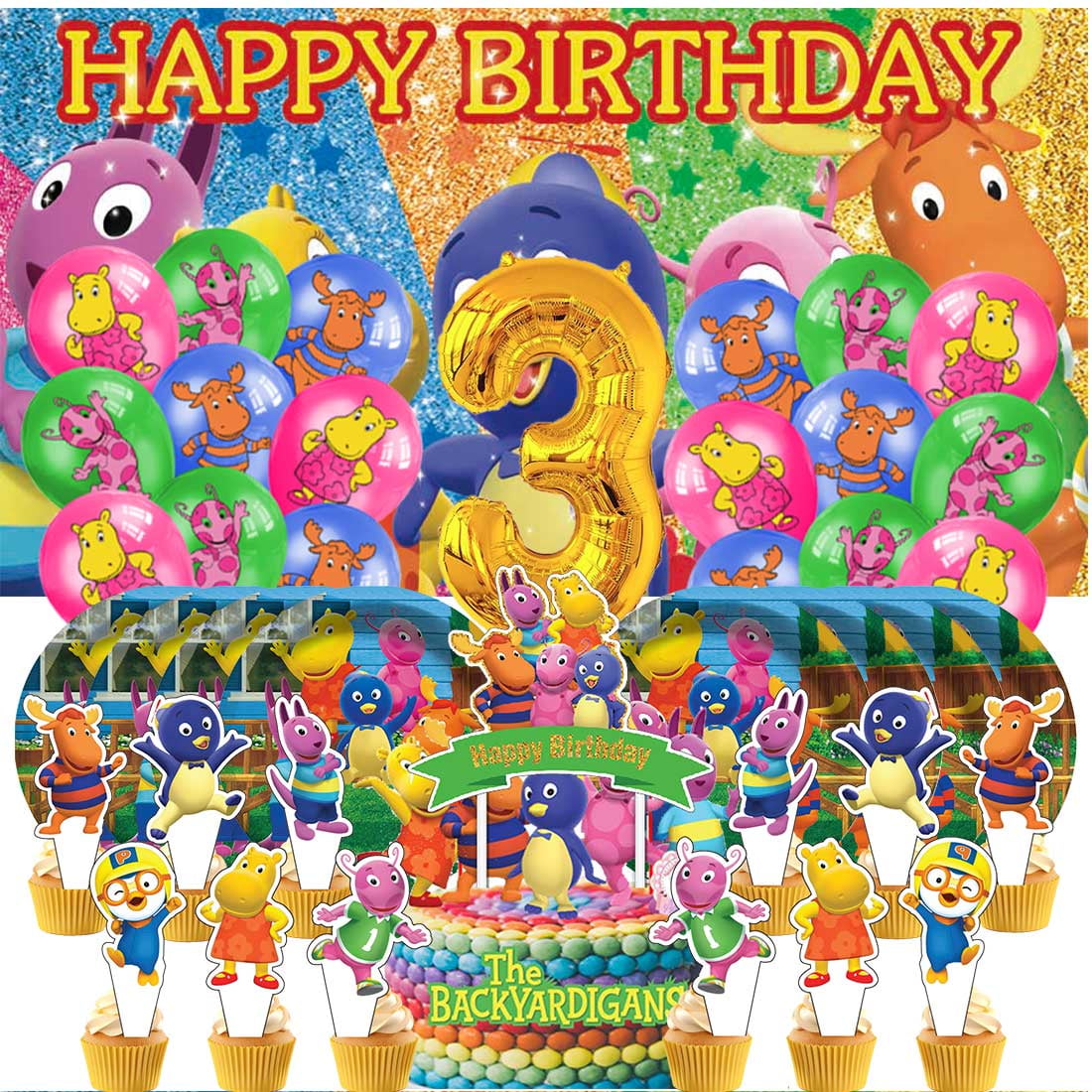 The Backyardigans Balloons Party Supplies 1st Decor Tableware Birthday Cake Topper Decorations Banner Backdrop