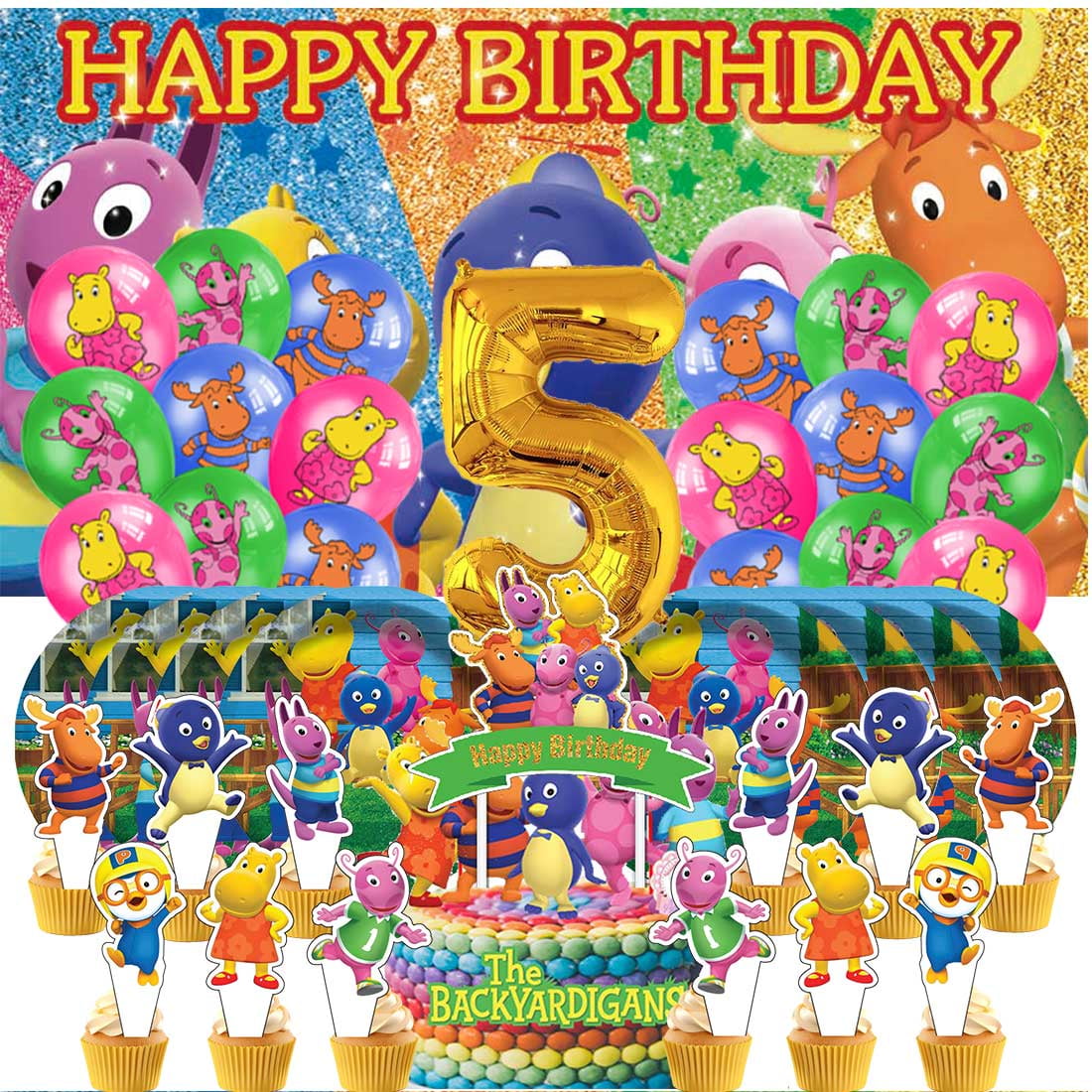 The Backyardigans Balloons Party Supplies 1st Decor Tableware Birthday Cake Topper Decorations Banner Backdrop