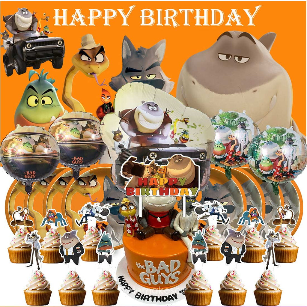 The Bad Guys Supplies Plates Decoration Backdrop Banner Birthday Decor Tableware Fans Balloons