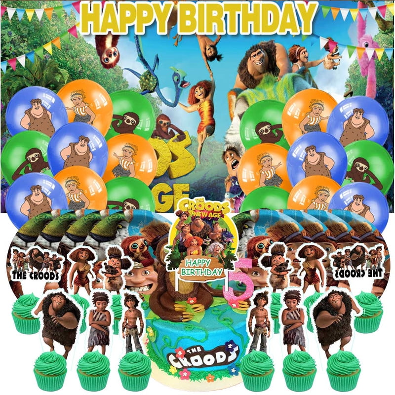 The Croods Birthday Party Supplies Balloons Plates Decoration Cake Topper Decor Tableware Banner Backdrop