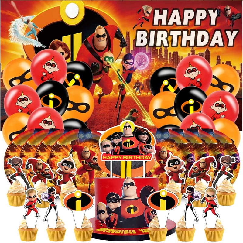 The Incredibles Birthday Party Supplies Balloons Plates Decoration Cake Topper Decor Tableware Banner Backdrop