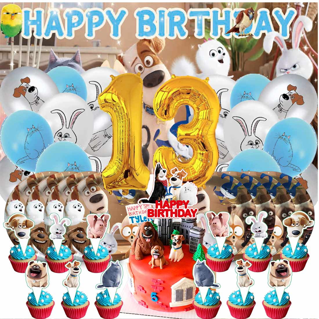 The Secret Life of Pets Balloons Party Supplies 1st Decor Tableware Birthday Cake Topper Decorations Banner Backdrop
