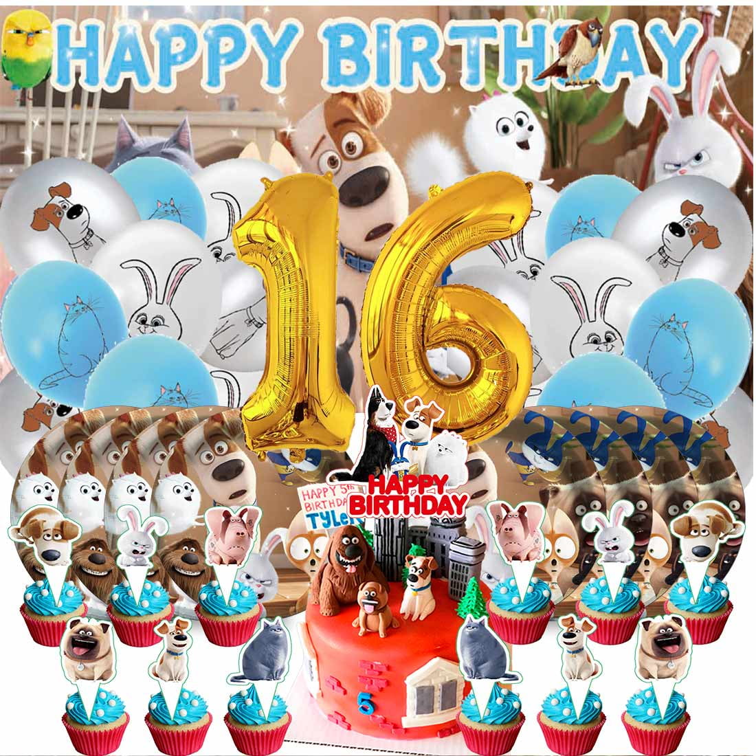 The Secret Life of Pets Balloons Party Supplies 1st Decor Tableware Birthday Cake Topper Decorations Banner Backdrop