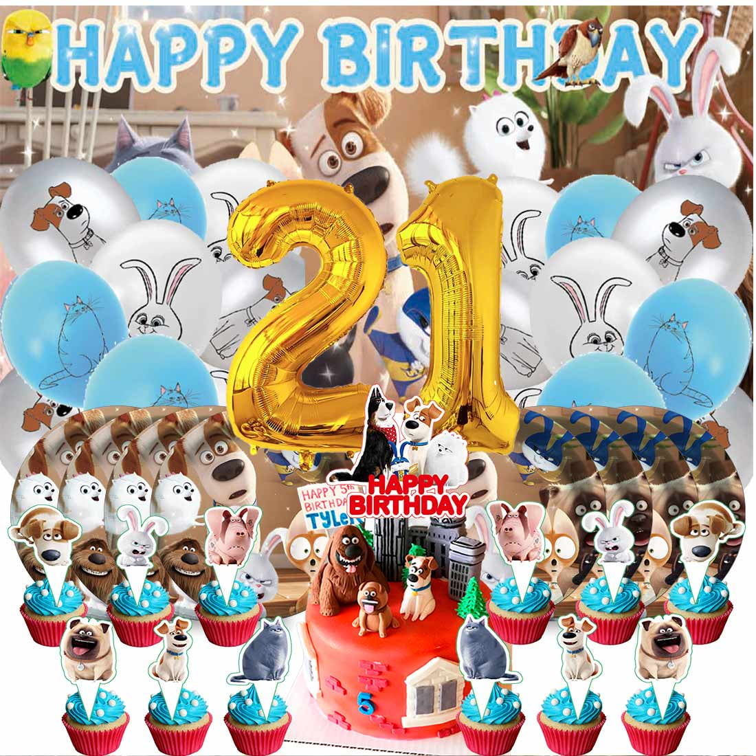 The Secret Life of Pets Balloons Party Supplies 1st Decor Tableware Birthday Cake Topper Decorations Banner Backdrop