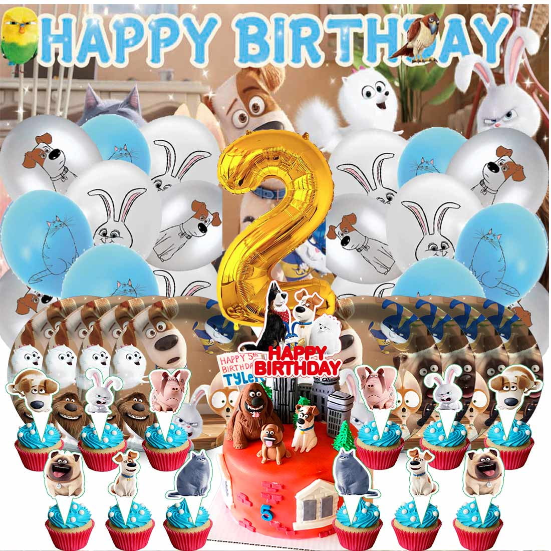 The Secret Life of Pets Balloons Party Supplies 1st Decor Tableware Birthday Cake Topper Decorations Banner Backdrop