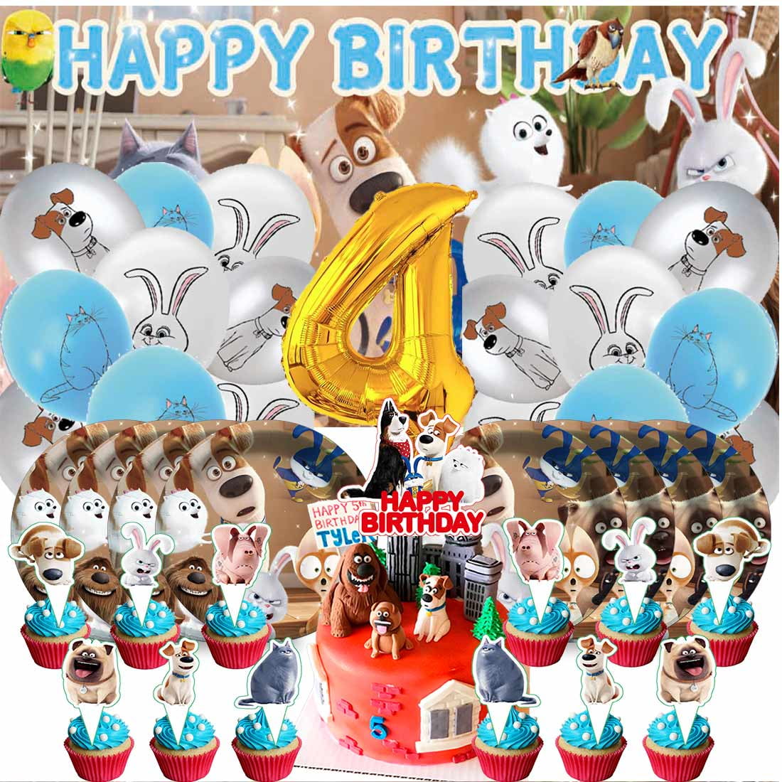 The Secret Life of Pets Balloons Party Supplies 1st Decor Tableware Birthday Cake Topper Decorations Banner Backdrop