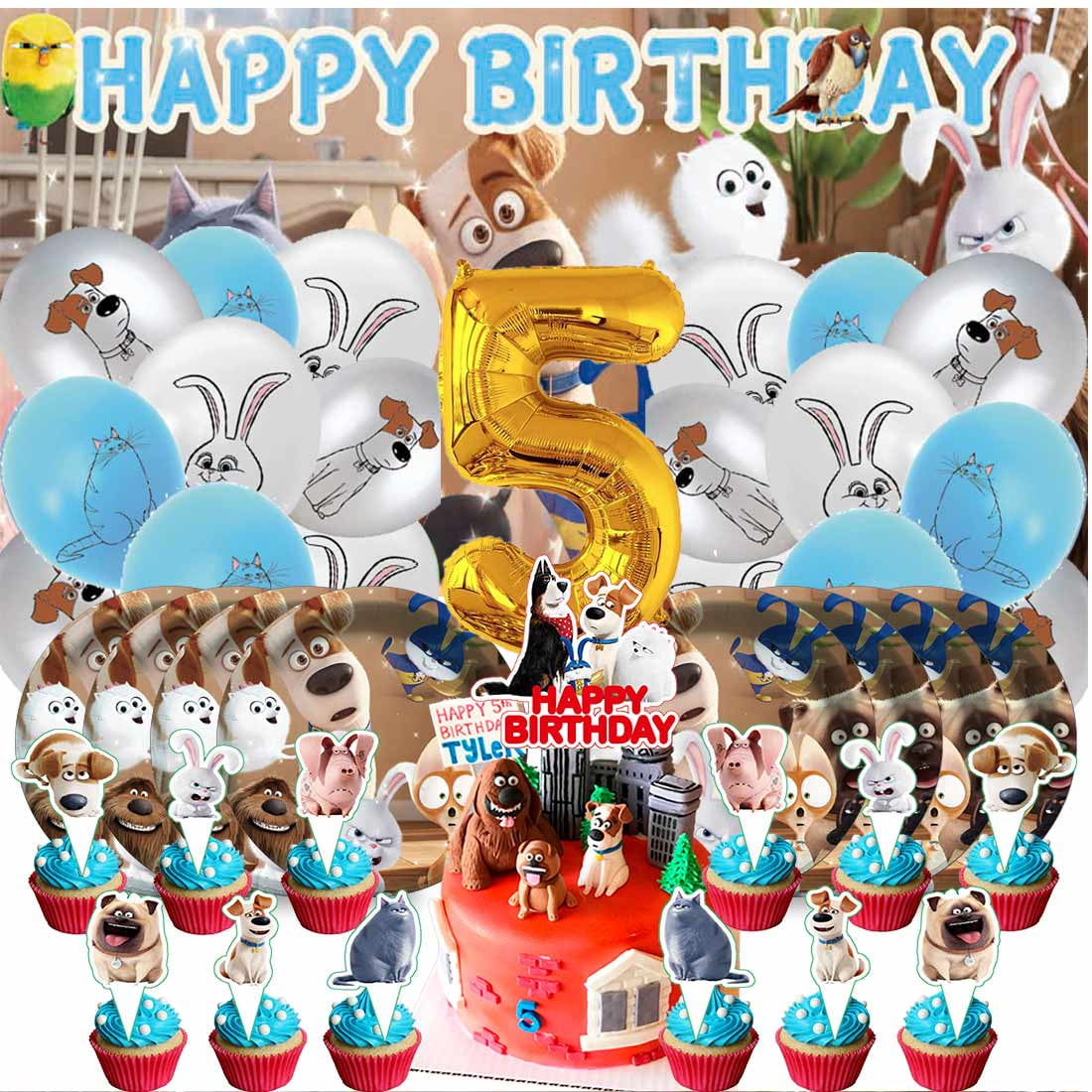 The Secret Life of Pets Balloons Party Supplies 1st Decor Tableware Birthday Cake Topper Decorations Banner Backdrop