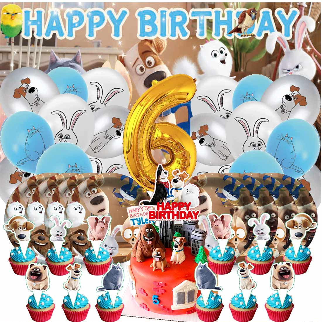 The Secret Life of Pets Balloons Party Supplies 1st Decor Tableware Birthday Cake Topper Decorations Banner Backdrop