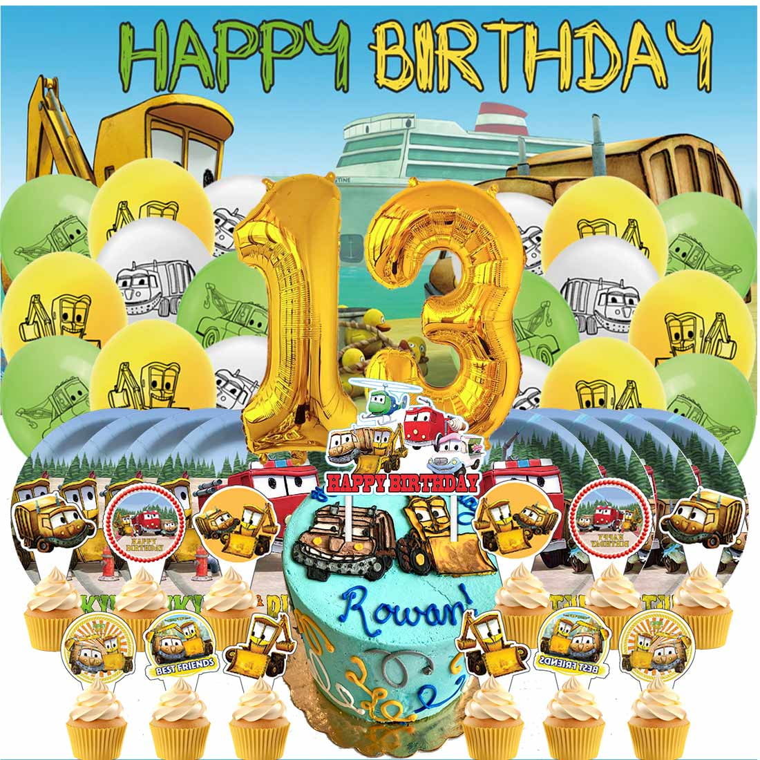 The Stinky and Dirty Show Balloons Party Supplies 3rd Decor Tableware Birthday Cake Topper Decorations Banner Backdrop