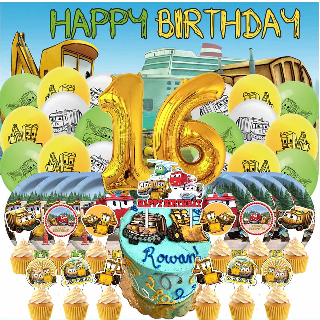 The Stinky and Dirty Show Balloons Party Supplies 3rd Decor Tableware Birthday Cake Topper Decorations Banner Backdrop