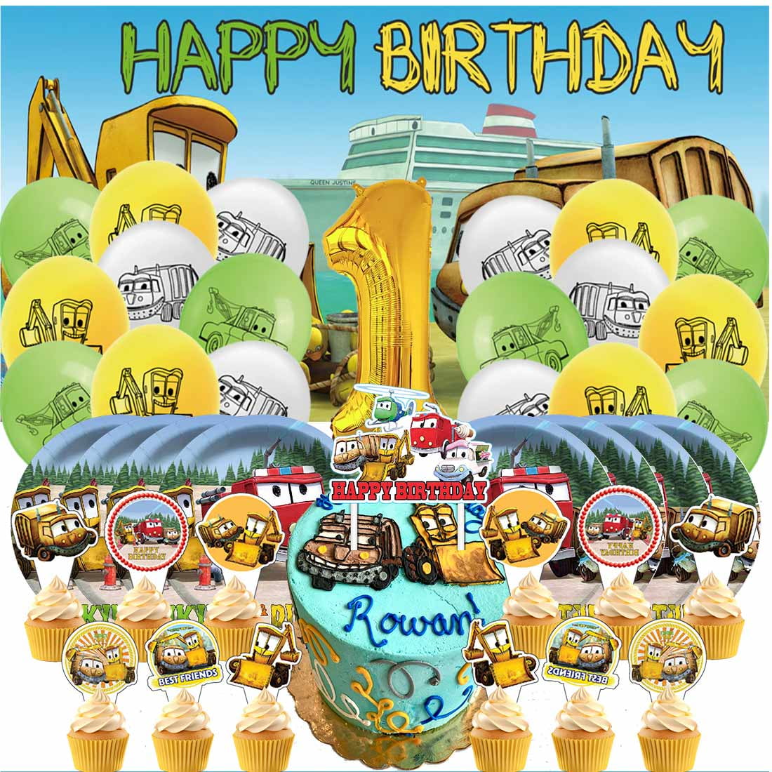 The Stinky and Dirty Show Balloons Party Supplies 3rd Decor Tableware Birthday Cake Topper Decorations Banner Backdrop