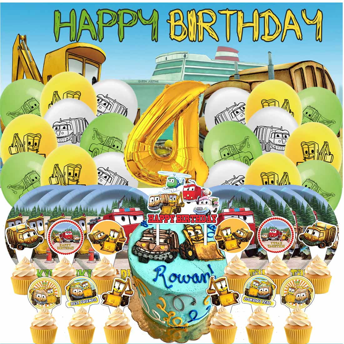 The Stinky and Dirty Show Balloons Party Supplies 3rd Decor Tableware Birthday Cake Topper Decorations Banner Backdrop