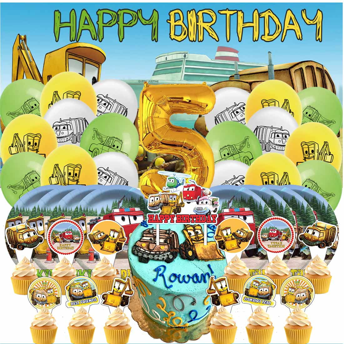 The Stinky and Dirty Show Balloons Party Supplies 3rd Decor Tableware Birthday Cake Topper Decorations Banner Backdrop