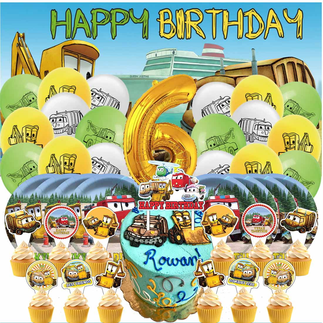 The Stinky and Dirty Show Balloons Party Supplies 3rd Decor Tableware Birthday Cake Topper Decorations Banner Backdrop