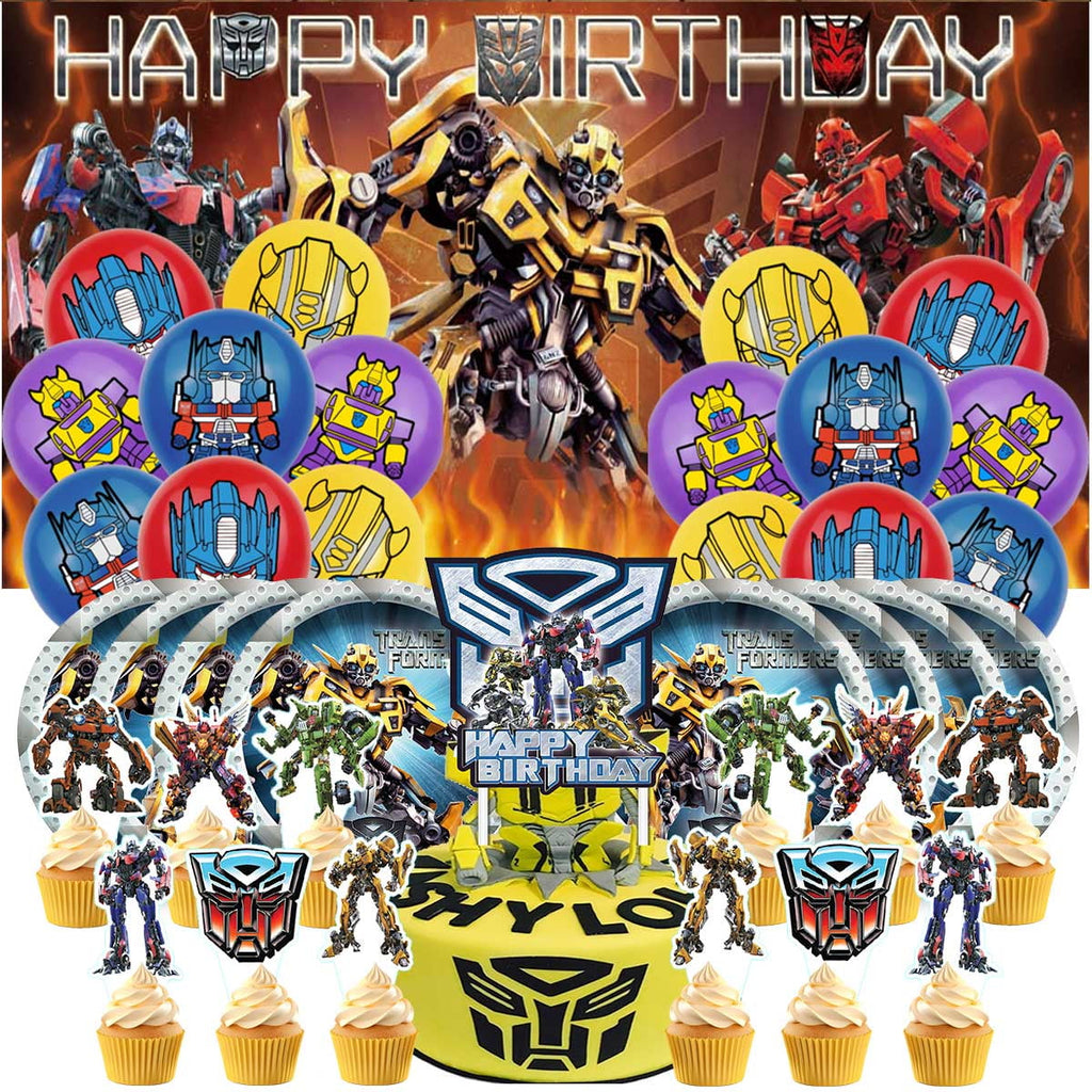 Transformer Birthday Party Supplies Balloons Plates Decoration Cake Topper Decor Tableware Banner Backdrop