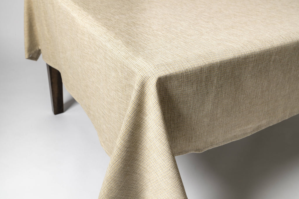 Tweed Tablecloth, 100% Cotton, 52" X 70", Taupe/Green