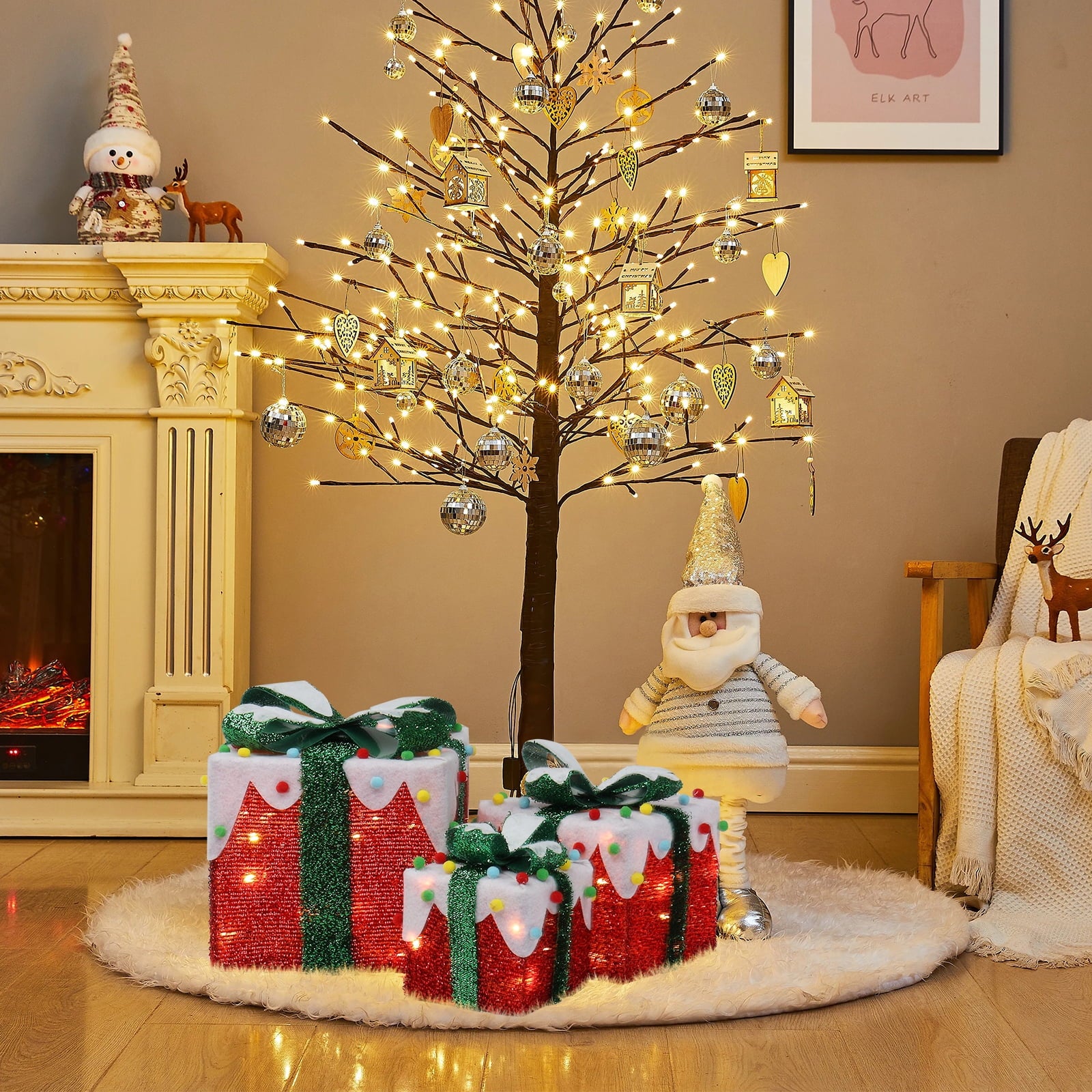 UBesGoo Christmas Decoration 3pcs Lighted Gift Boxes Decorations 60LED Lights,Light Up Gift Boxes for Christmas,Yard,Home,Indoor Outdoor Decor