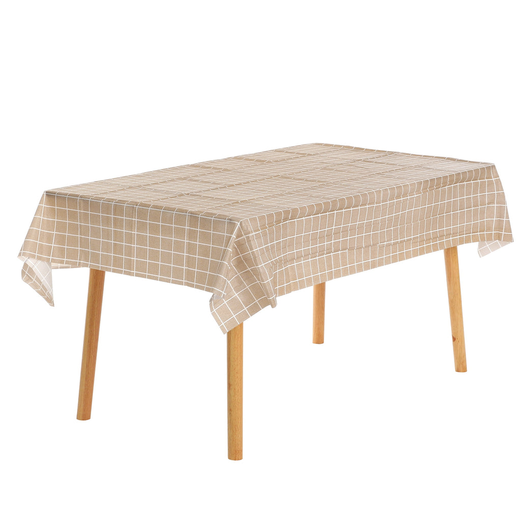 Unique Bargains 6 Pcs Rectangle Wrinkle Waterproof Plastic Table Cover Tablecloth Coffee 54"x60"