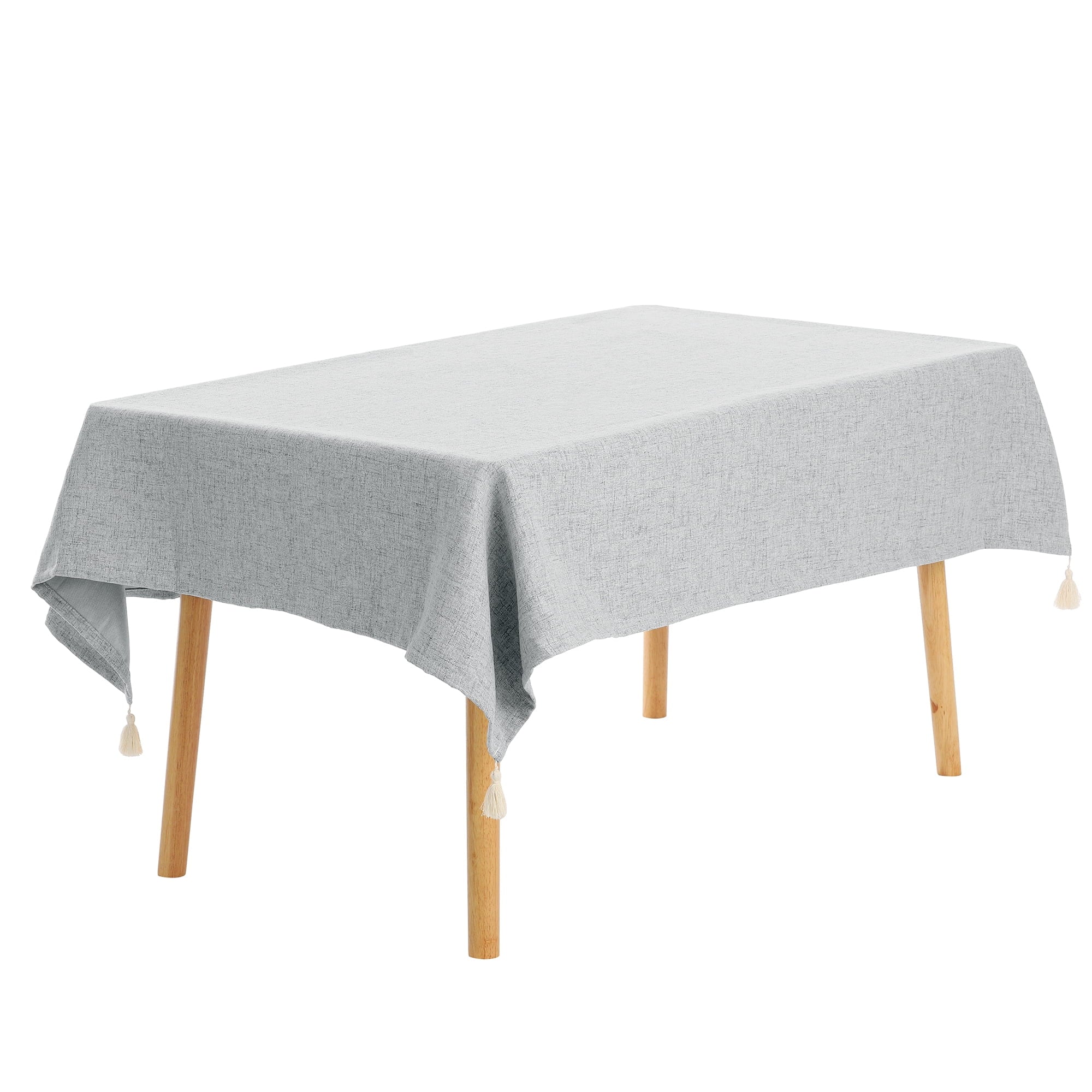 Unique Bargains Rectangle Tablecloth with Fringe for Indoor Outdoor Light Blue 47"x67"