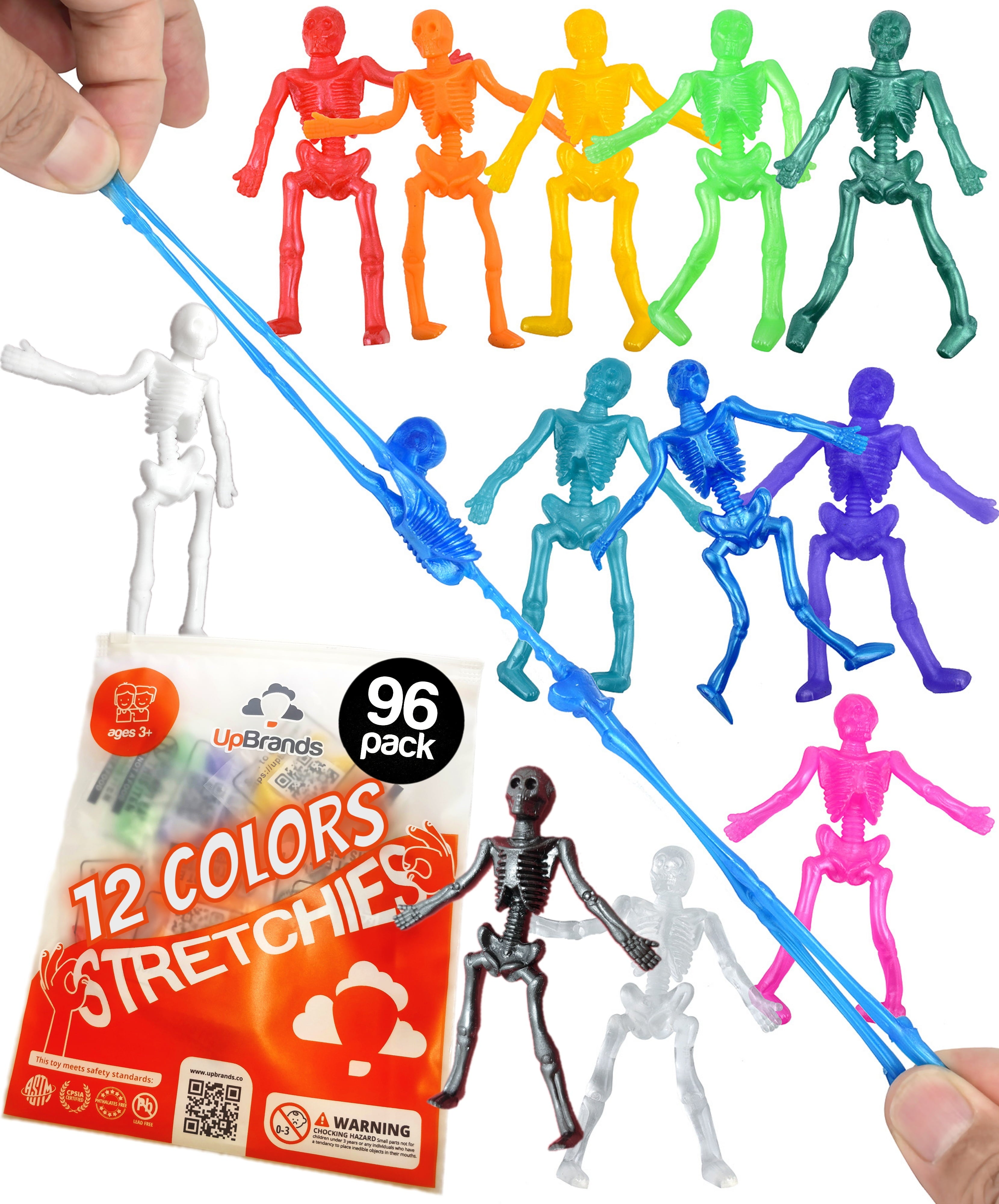 UpBrands 96 Halloween Pinata Fillers Stretchy Skeleton, Halloween Kids Party Gift