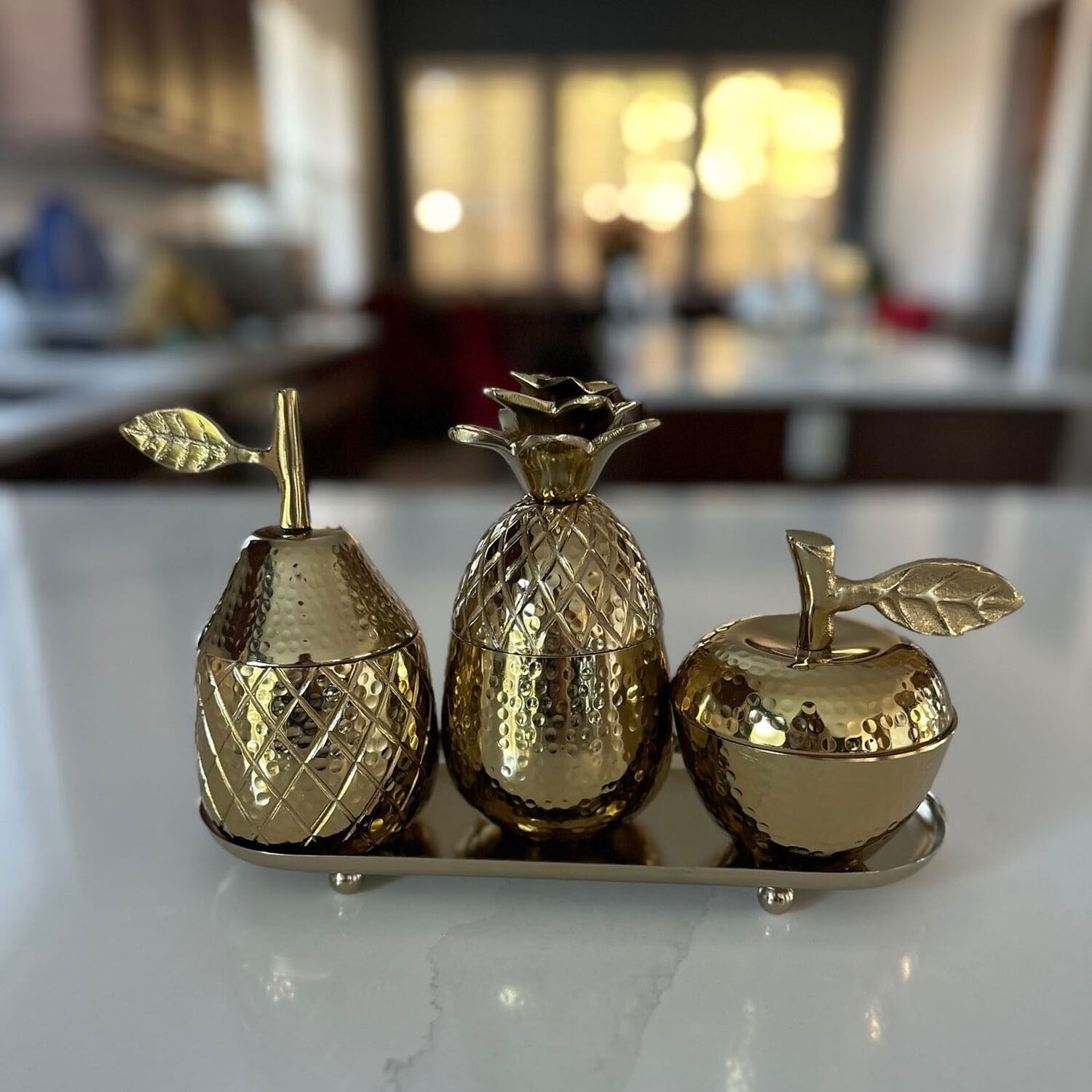 Urban Designs 4-Piece Decorative Table Centerpiece Storage Jar Set - Gold