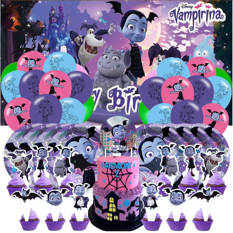 Vampirina Plates Tableware Balloons Party Supplies Cake Topper Banner Decorations Birthday Decor Banner Backdrop