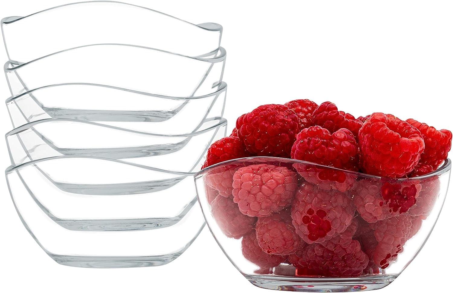 Vikko 7 Oz Dessert Bowls 6-Pc Clear Decorative Bowl Glass Dinnerware Set