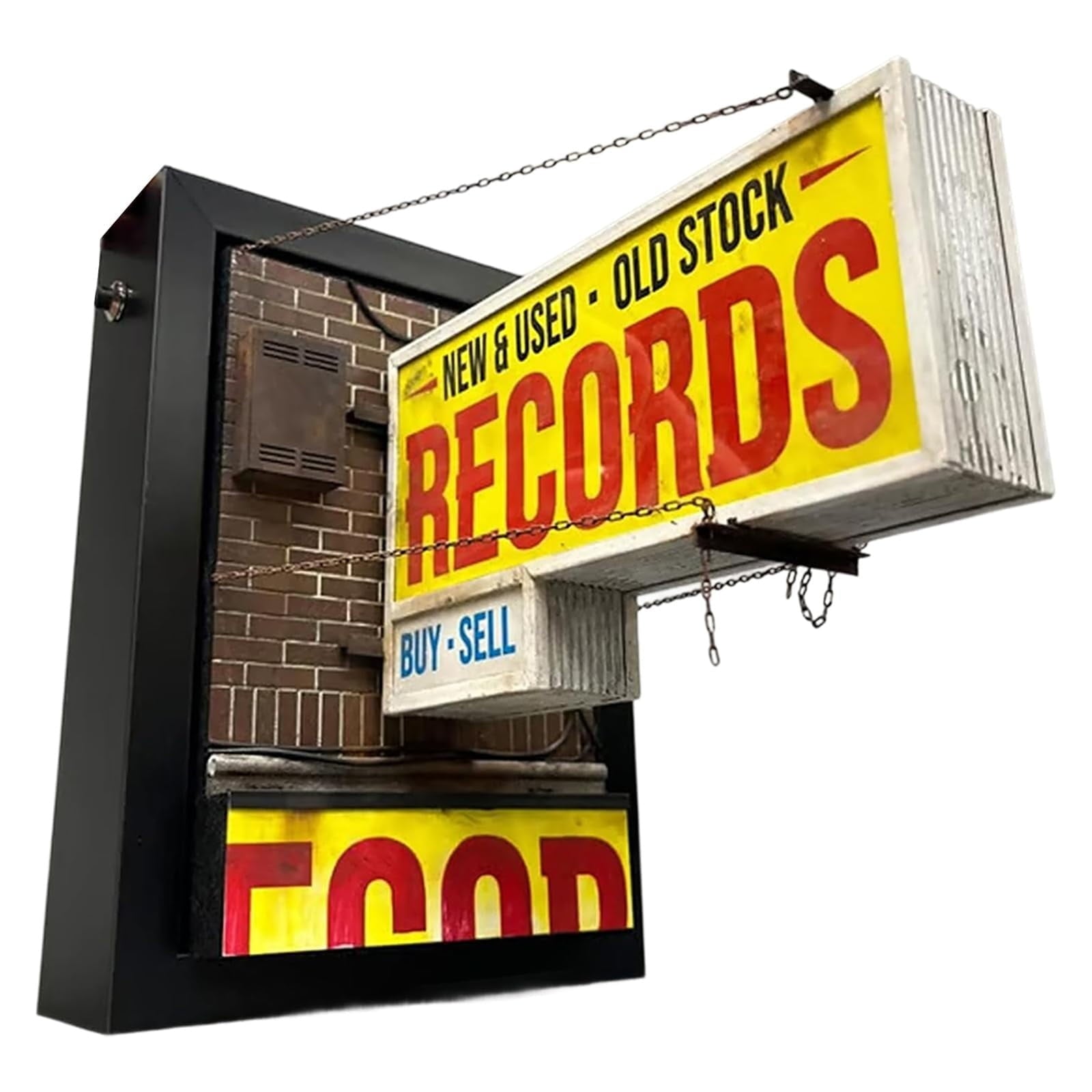 Vintage Style Double-Sided Hanging Record Store Sign, Retro Wall Decor for Music Lovers, Indoor Outdoor Display, 24x18 Inch