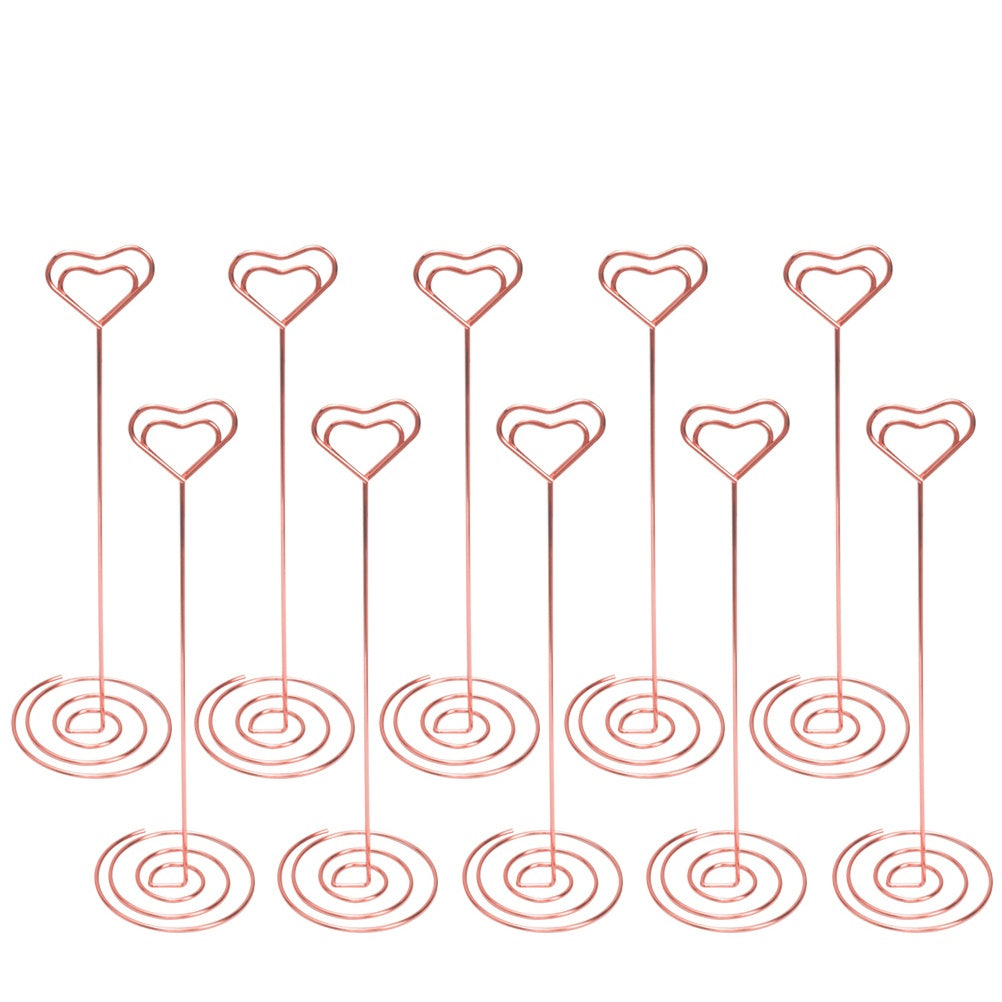 WHAMVOX 10Pcs Place Card Holders for Table Heart Shaped Stand Iron 2.8x2.8x8.7in