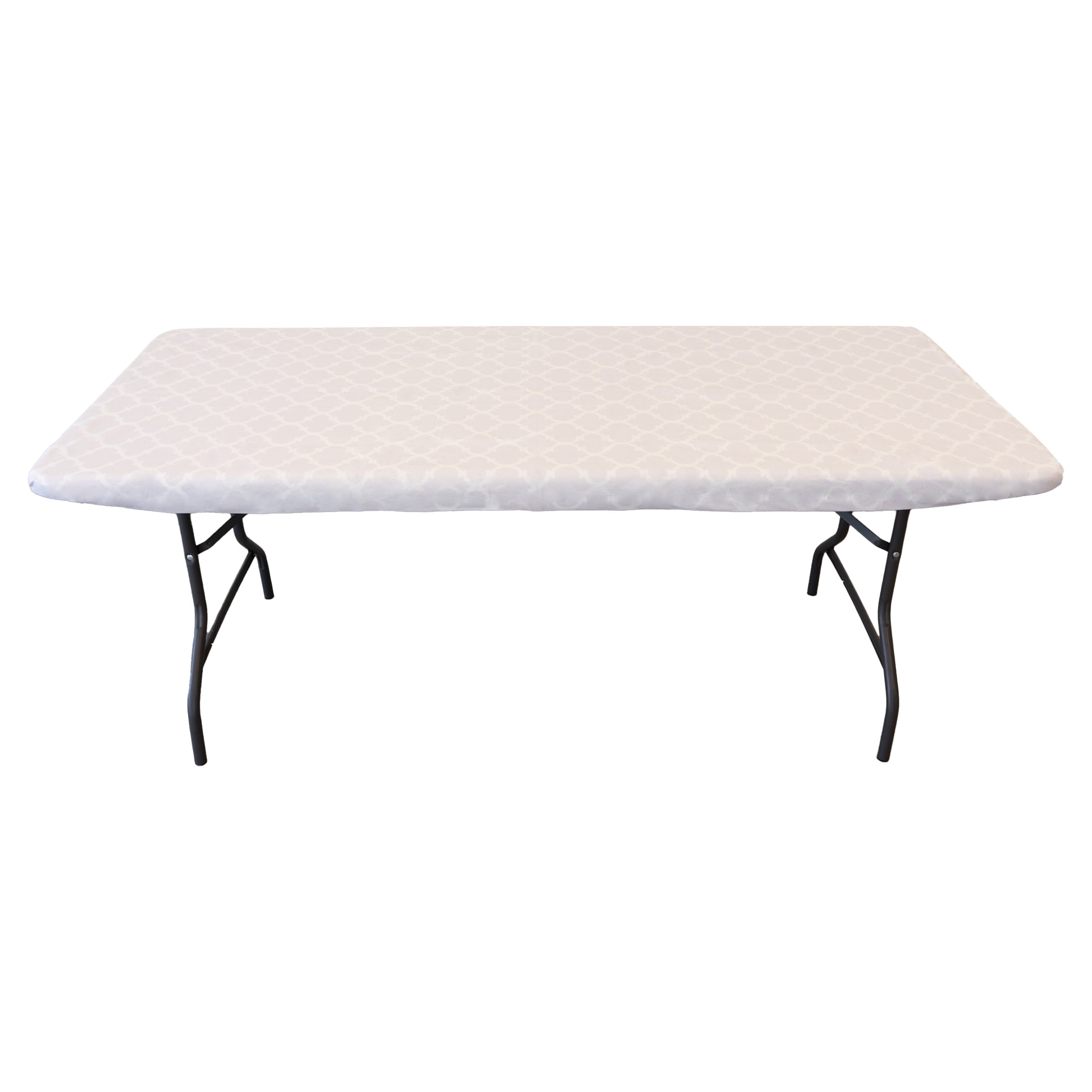 Waverly Inspirations Rectangular Elastic Fitted Table Cover Waterproof Vinyl Tablecloth With Flannel Backing, 6Ft Table, 72" x 30", Gingham Plaid, 4 PK