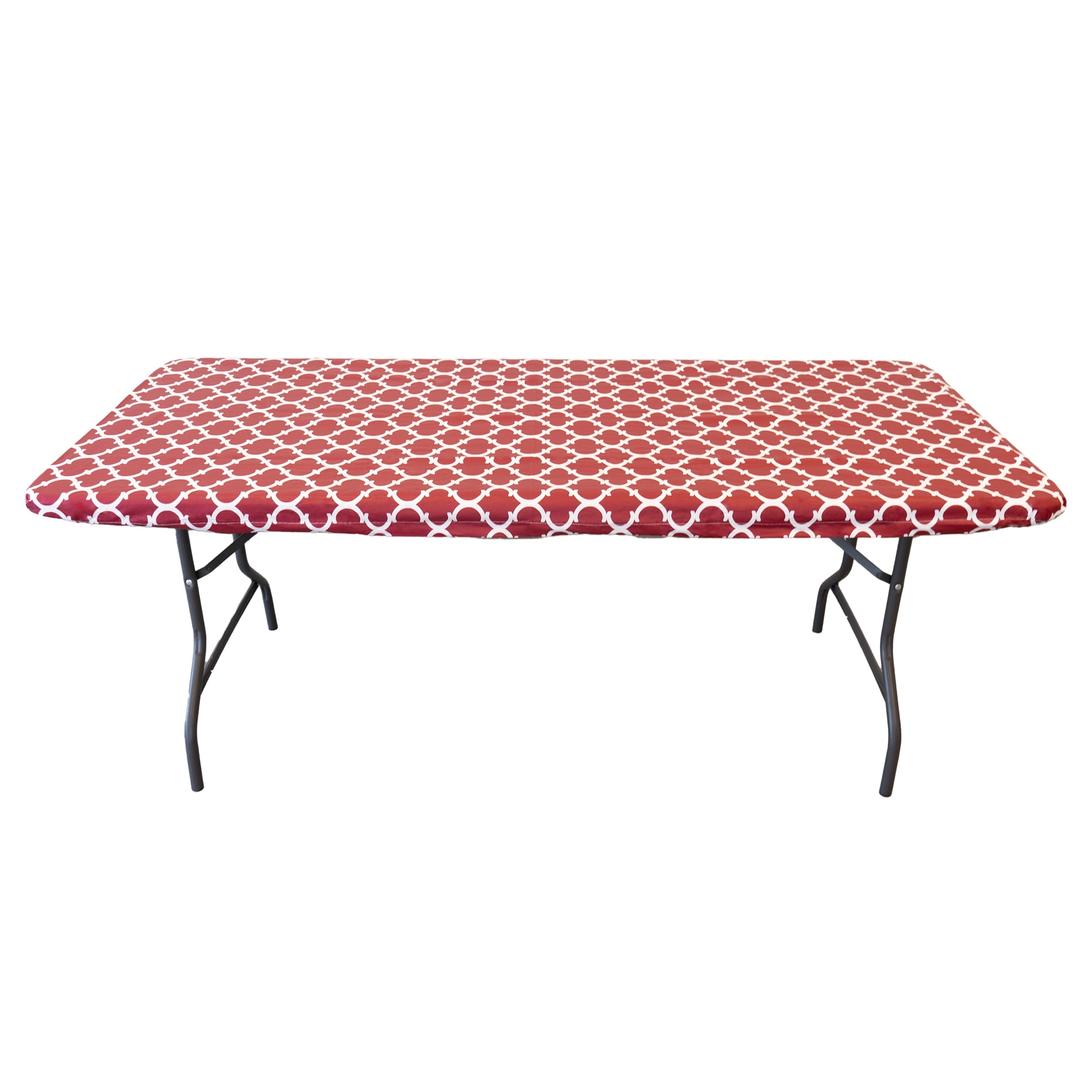 Waverly Inspirations Rectangular Elastic Fitted Table Cover Waterproof Vinyl Tablecloth With Flannel Backing, 6Ft Table, 72" x 30", Gingham Plaid, 4 PK