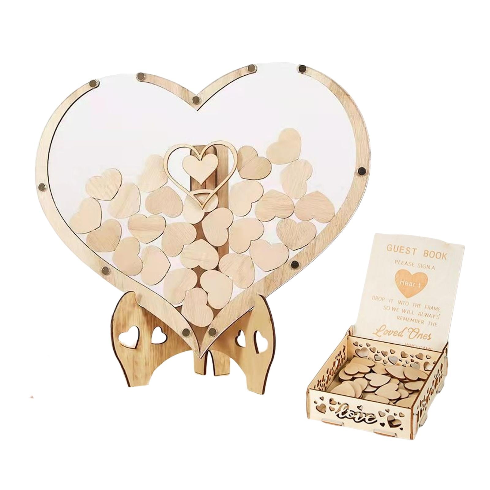 Wedding Guest Book, with 80 Drop Box, Gift Unique Guestbook Sign Book Reception, for Wedding Baby Shower Funeral , Pink Heart