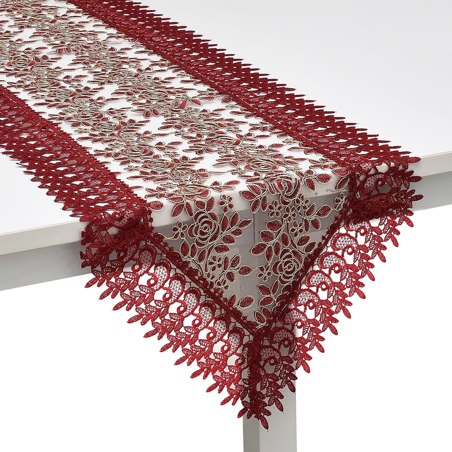 Shop LC White Farmhouse Table Runner 72 Inches Long for Dining Doilies Embroidered Boho Style Polyester Room Decor Kitchen Rustic Lace Tablecloth for Wedding Decorations Birthday Gifts