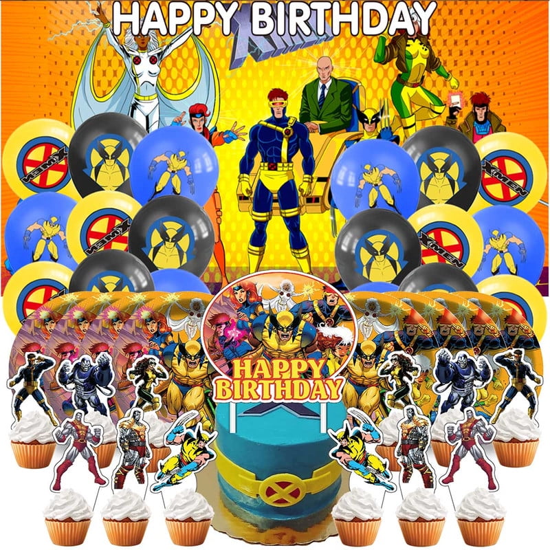 X-Men Wolverine Birthday Party Supplies Balloons Plates Decoration Cake Topper Decor Tableware Banner Backdrop