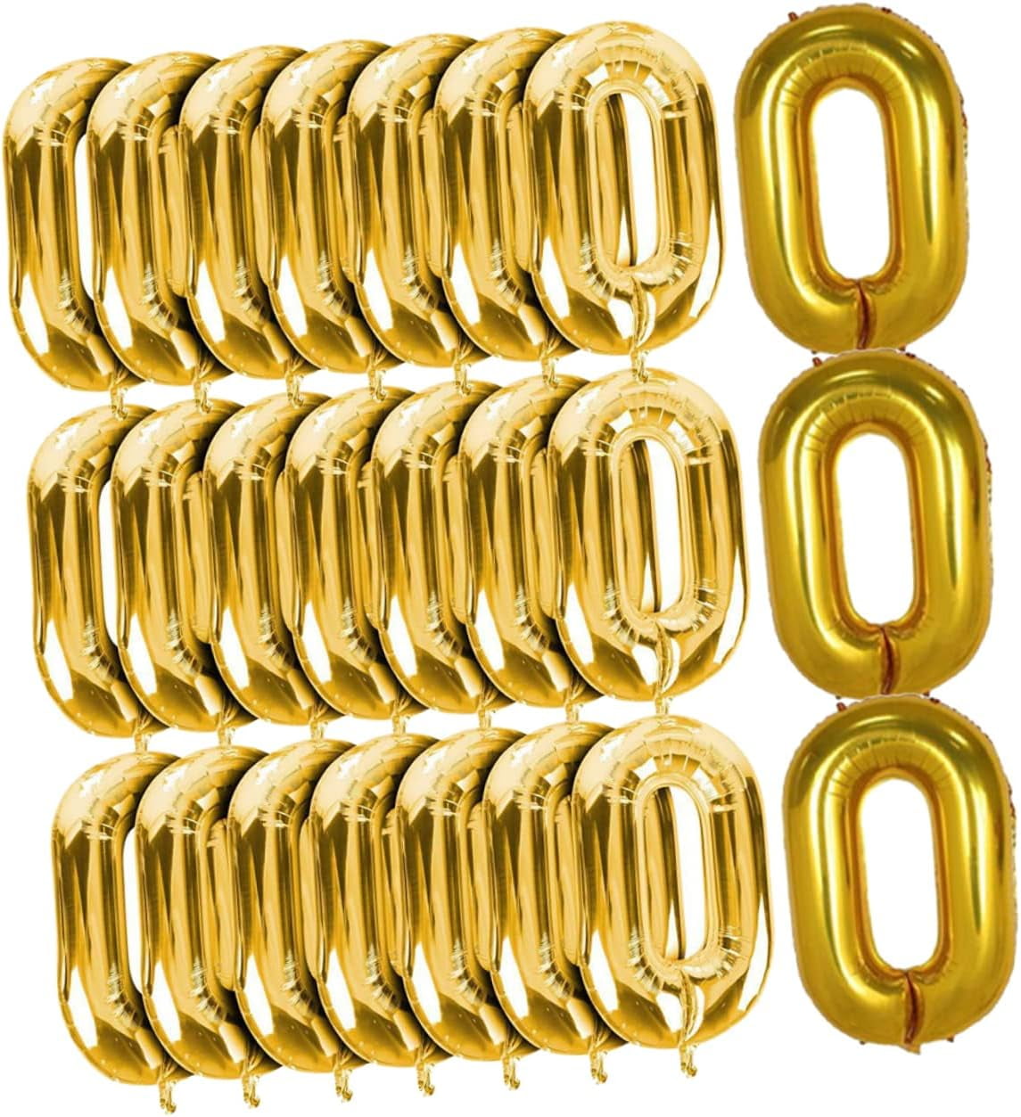 XLLHXF 50pcs Foil Chain Balloons Gold Retro Party Decorative Balloons for Birthdays Weddings Festivals Golden 45x25cm