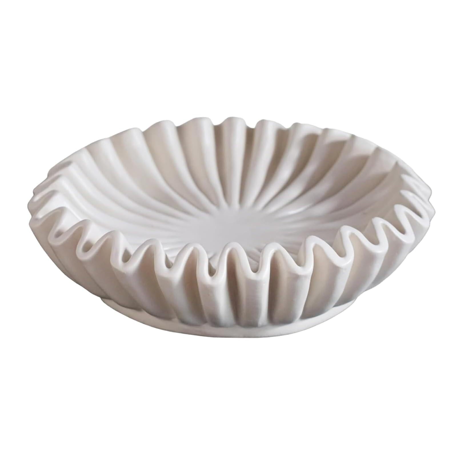 XUYAN Ruffle Bowl Decorative Bowls for Home Decor Vintage Ring Dish Fruit Bowl Ruffle Bowl Decor for Living Room Design Coffee Table Bookshelf Kitchen Table Decor, Thanksgiving Halloween Christmas