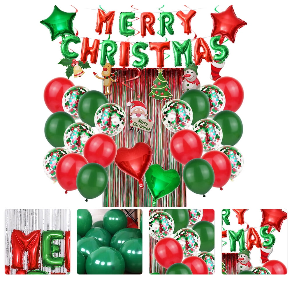 YEAHIBABY-46PCS 2024 Christmas Aluminium Foil Balloons Decorative Balloons for 2024 Christmas Theme Party Decorations