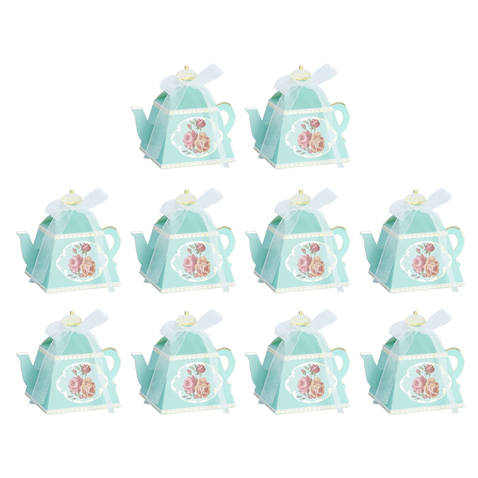 Yesbay 10Pcs Packaging Paper Box Smooth Edges Retro Paper Teapot Shape Vintage Candy Boxes,Blue