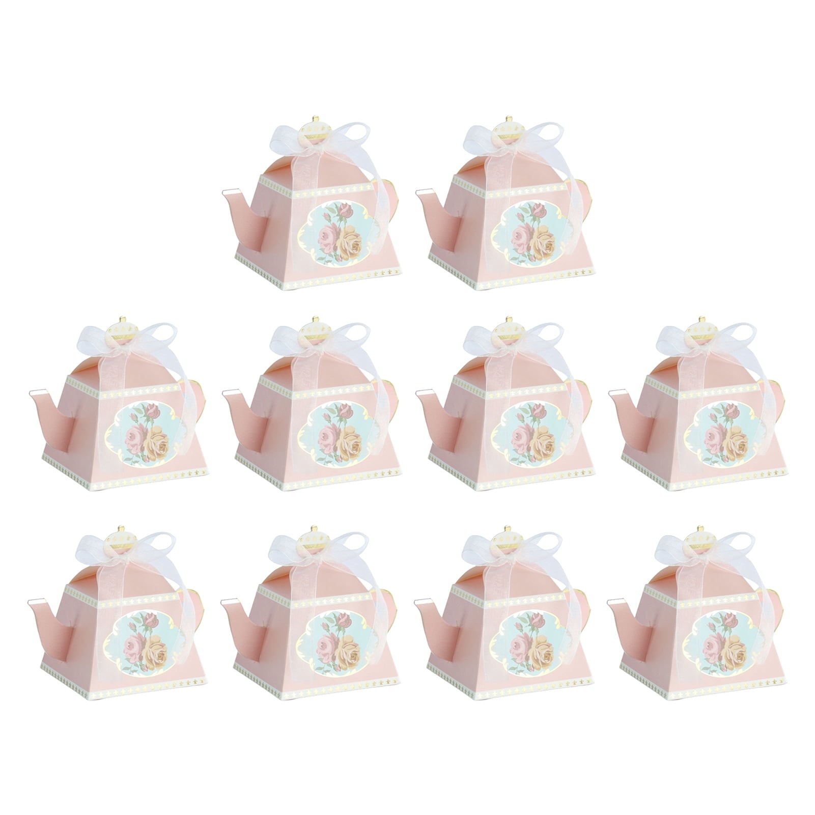 Yesbay 10Pcs Packaging Paper Box Smooth Edges Retro Paper Teapot Shape Vintage Candy Boxes,Blue