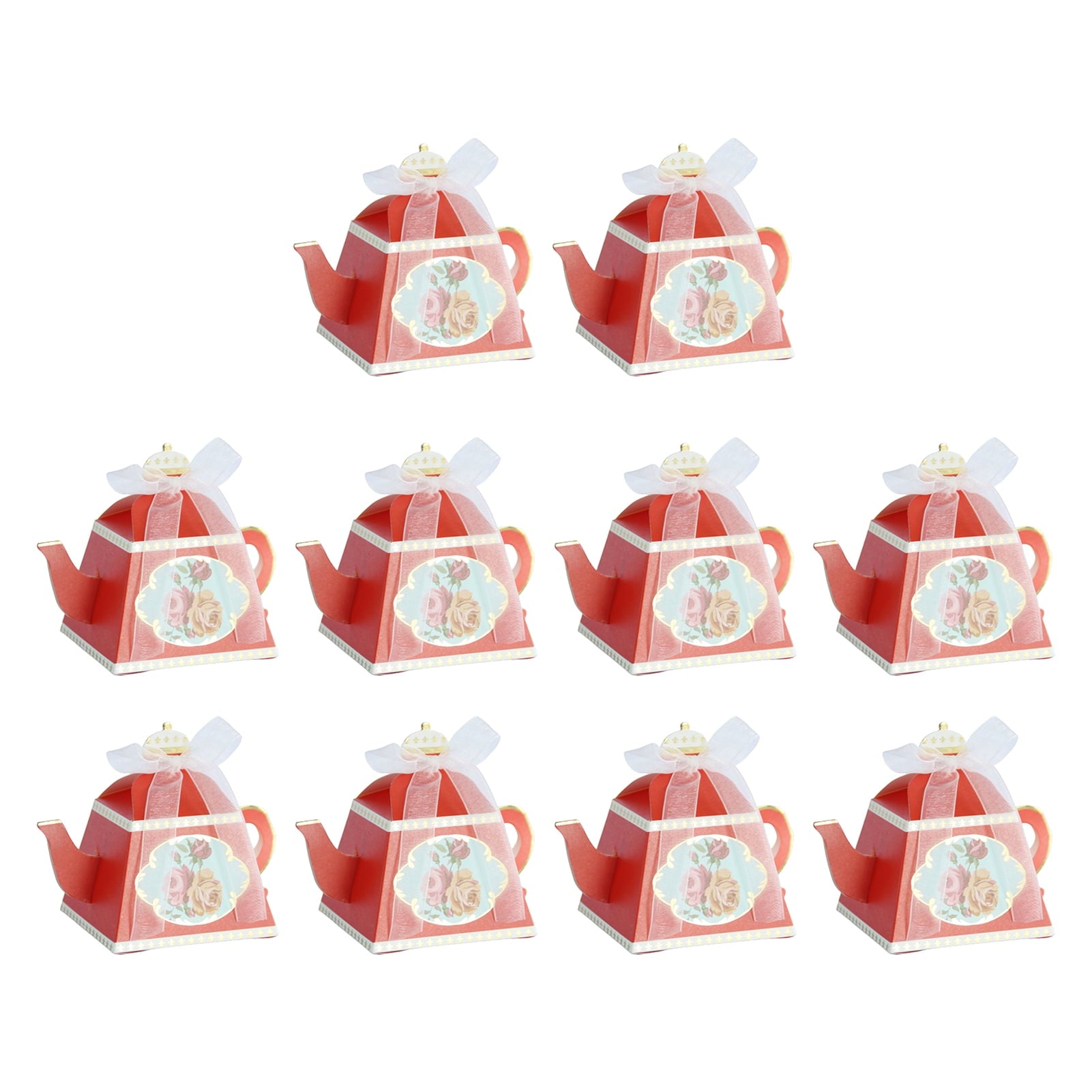 Yesbay 10Pcs Packaging Paper Box Smooth Edges Retro Paper Teapot Shape Vintage Candy Boxes,Blue