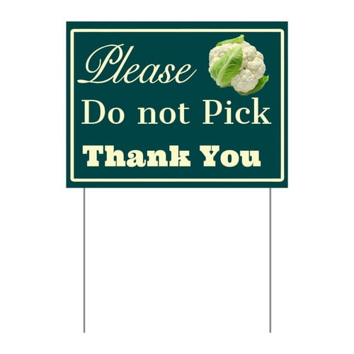 ZXCXRQFa Please Do Not Pick Cauliflower Yard Sign With Stake,Private Property Vegetable Sign Plant Markes for Lawn Yard Farm 9 x 12 Inches Sturdy Rust Free Weatherproof,Easy to Install
