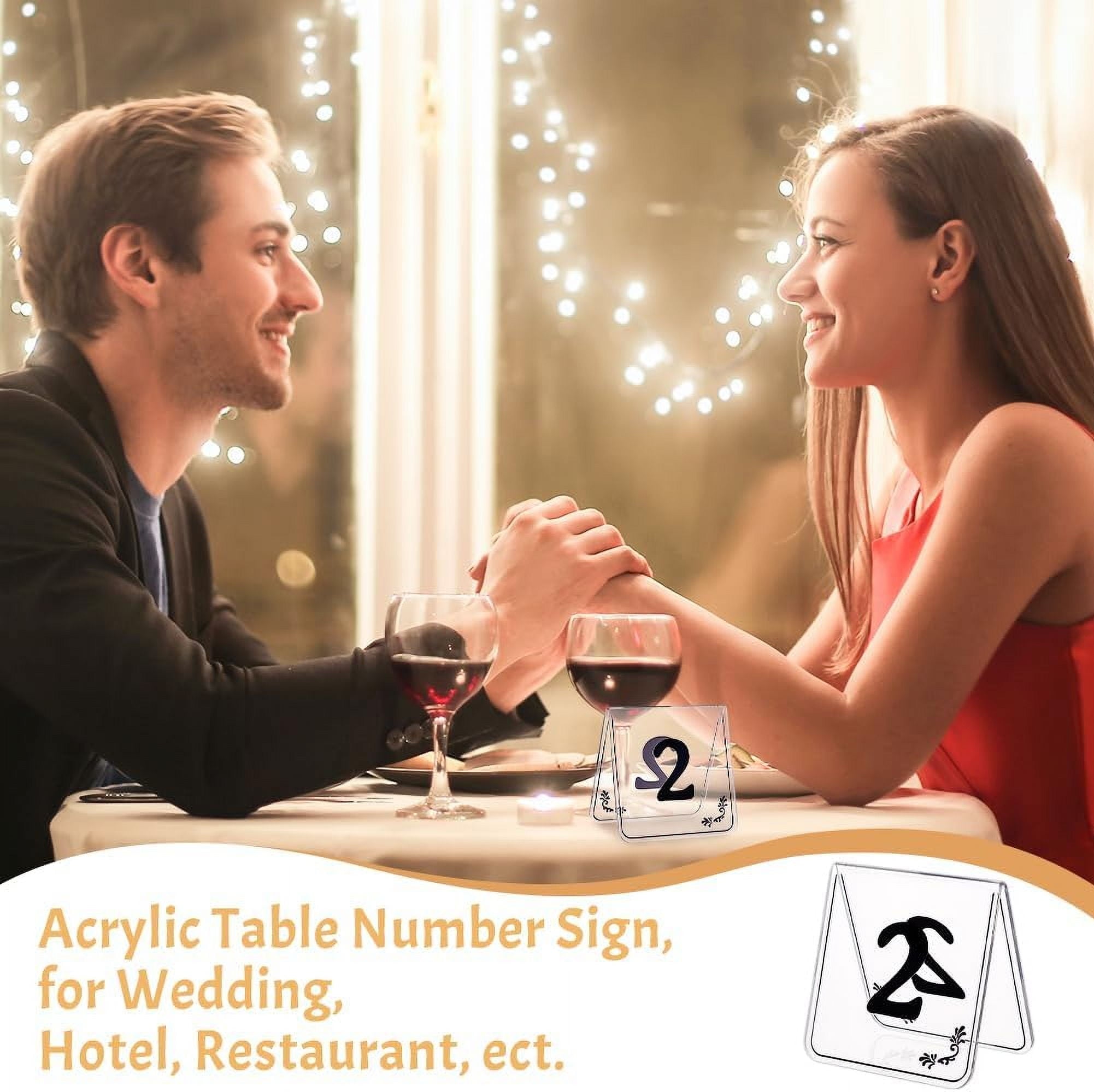 50pcs Tent Style Acrylic Table Numbers Signs 1-50 Double Sided Clear Table Numbers Signs Acrylic Tent Table Numbers Stands Signs Wedding Table Numbers for Wedding Party Banquets Receptions