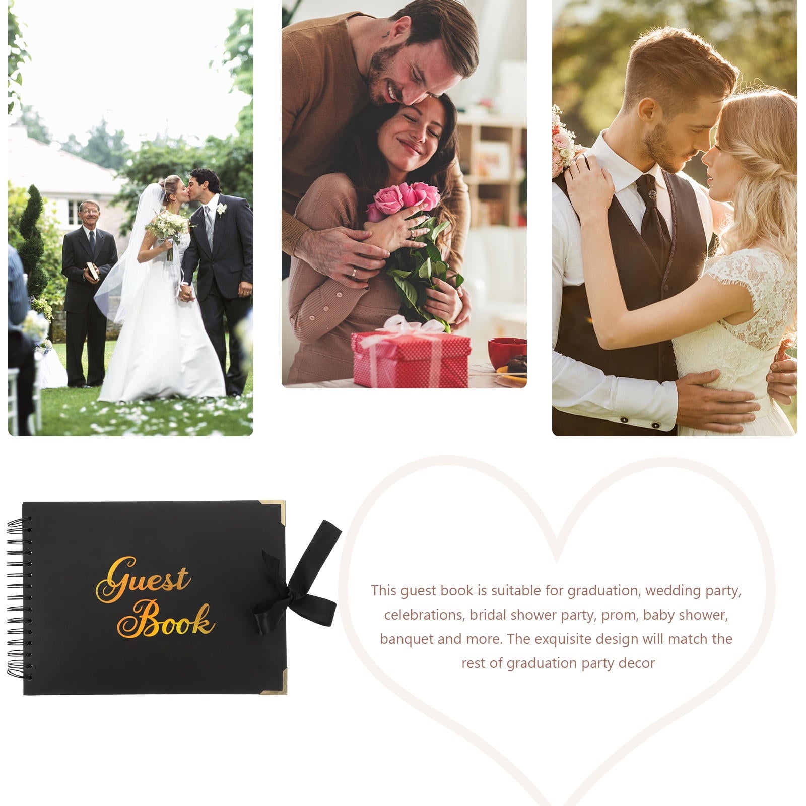 WHAMVOX Graduation Guest Book for Decoration Assorted Color Paper Keepsake Sign In Book 8.5 x 11 inches