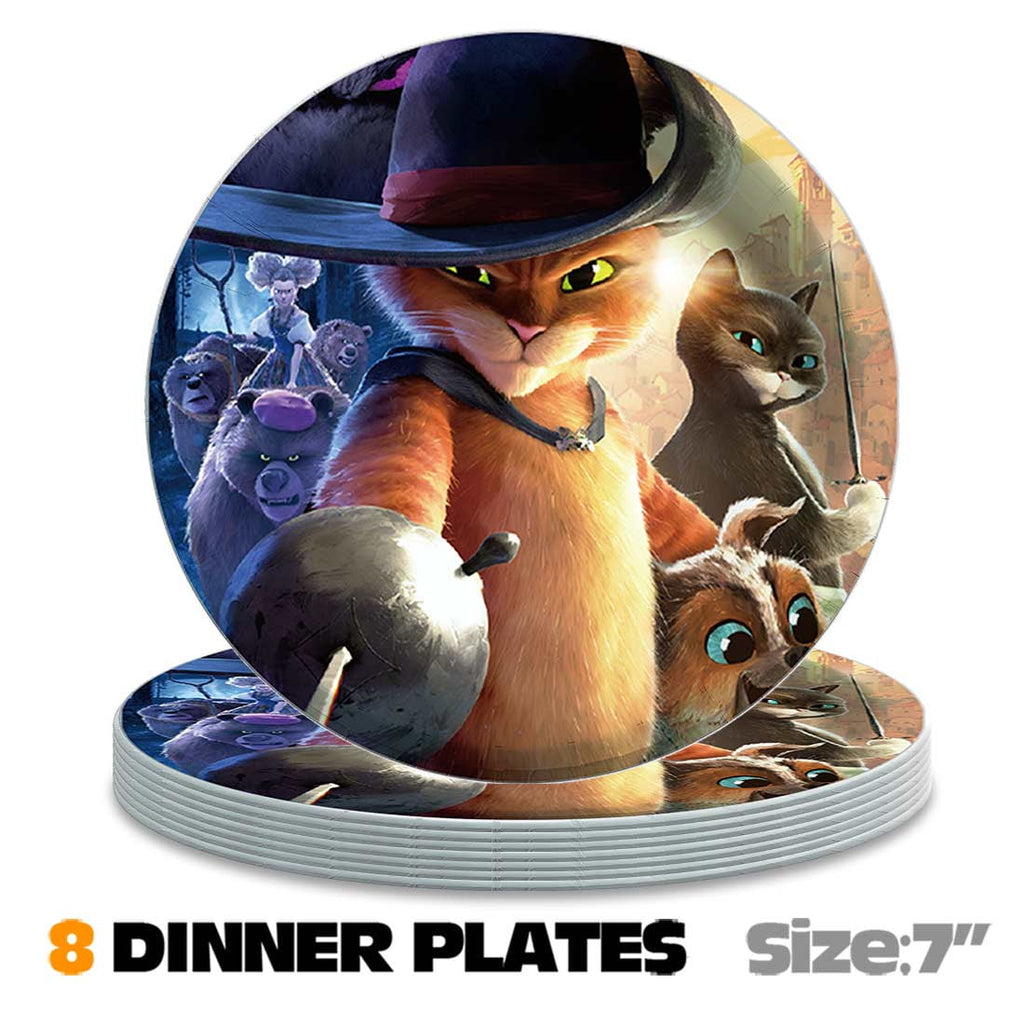 Puss in Boots Party Supplies Decor Tableware Backdrop Banner Cake Topper Balloons Birthday Decorations