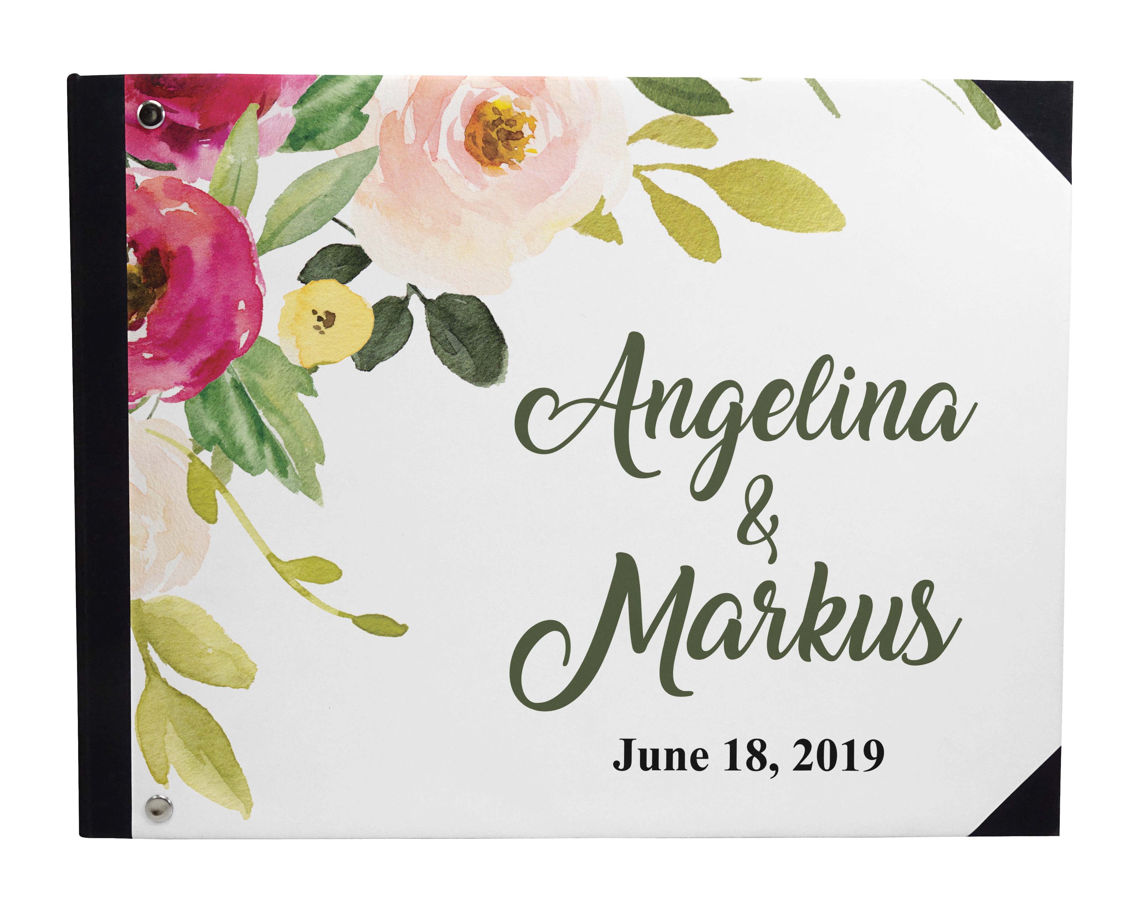 Darling Souvenir White Geometric Wedding Guest Book Hardbound Guest Sign-In Book Guest Registry Guestbook-9 x 12 Inches