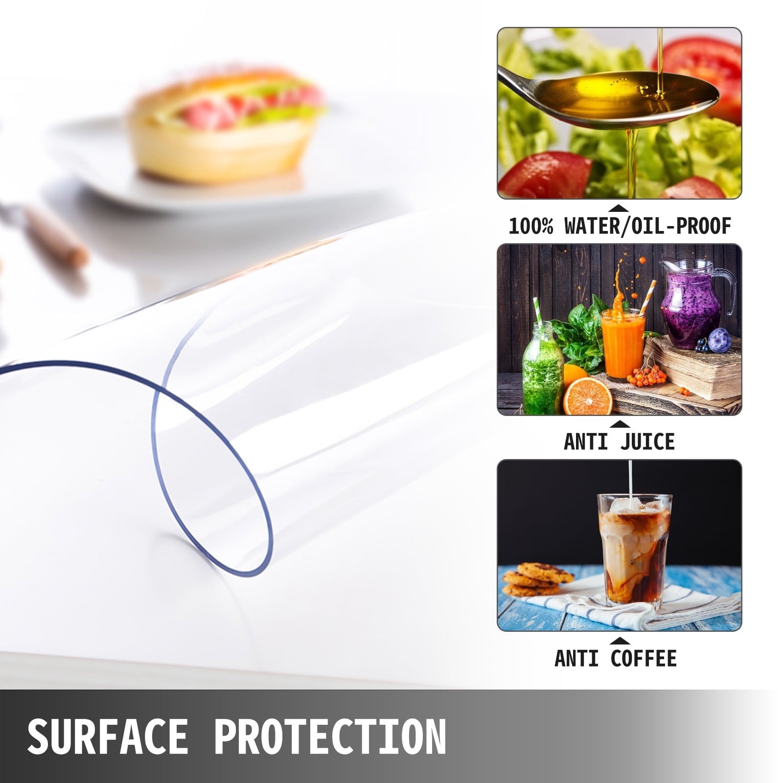 BENTISM 96 x 42 inch Clear Table Cover Protector, 2mm Thick Clear Desk Protector Table Pads, Plastic Tablecloth Table Protector for Dining Room Table