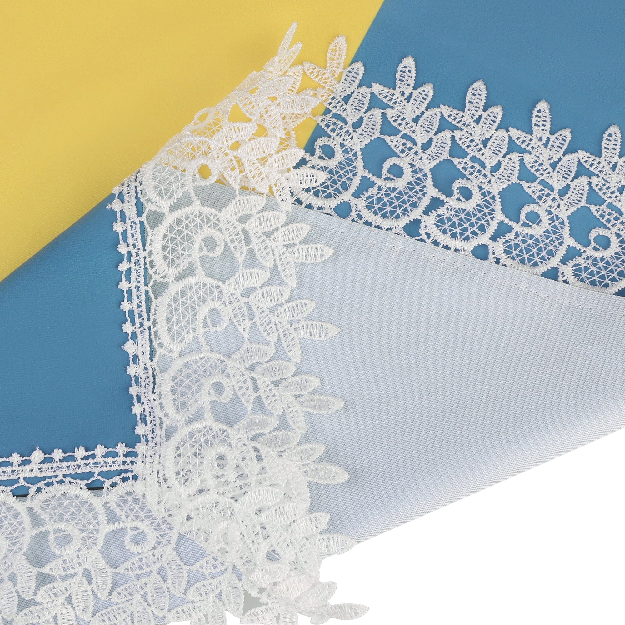 Unique Bargains Lace Rectangle Decor Macrame Polyester Kitchen Party Tablecloth Yellow Blue 59x79 Inch